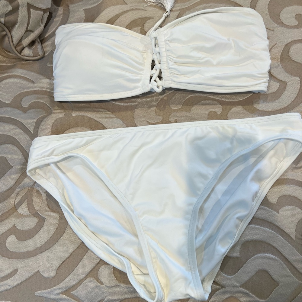 Michael Kors Womens white two piece bathing suit